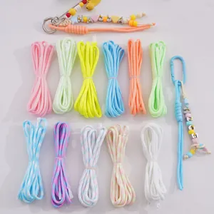 DIY colorful 7-strand luminous nylon paracord kit with assorted beads and metal hooks