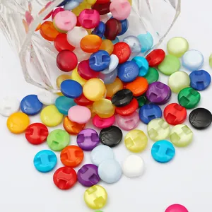 Botones de Vástago de Resina Redondos de Colores Mezclados Para Costura DIY Manualidades Decoración Ropa Botones Plástico Multicolor