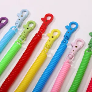 Colorful plastic spiral spring keychains with lobster clasps for DIY accessories