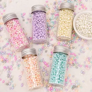 Set di 5 barattoli di perline di vetro assortite 2-6 mm per fai da te e decorazione unghie