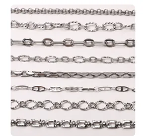Détails de 8 styles de chaînes en acier inoxydable argenté pour la création de bijoux