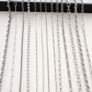 Chaînes assorties en acier inoxydable argenté pour la création de bijoux DIY