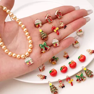 Christmas Santa Claus and Christmas tree enamel alloy pendants for DIY jewelry making