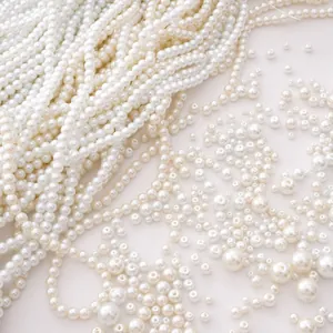 Eleganti Perline di Vetro Rotonde per Creazione di Gioielli Fai da Te Materiale per Collana Bracciale Bianco Crema