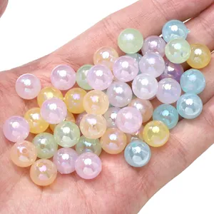 Bunte 10mm Acrylperlen mit Meerjungfrauen-Glanz und schillerndem Finish für DIY Schmuck