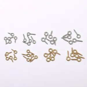 Set de armellas de tornillo de acero inoxidable en oro y plata para manualidades DIY