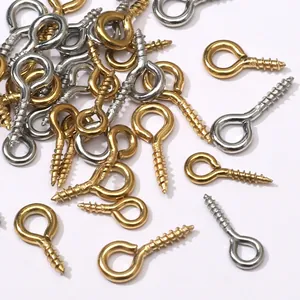 Tornillos de ojal de acero inoxidable en oro y plata para bisutería DIY