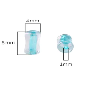 Iriserende blauwe transparante glazen bamboe kralen voor DIY sieraden 8mm x 4mm
