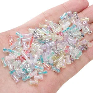 Irillerende cilindrische bamboe glazen kralen voor DIY sieraden maken en knutselprojecten