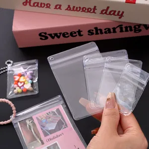 Transparente Verdickte PVC Selbstversiegelnde Schmuckverpackungsbeutel Mit Aufhängeloch Klare Druckverschlussbeutel Für Perlen DIY Zubehör