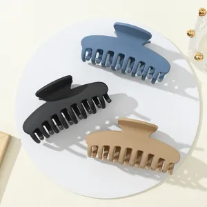 Set di 3 grandi fermagli per capelli opachi in blu, nero e marrone per capelli folti
