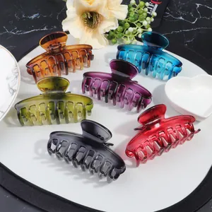 Gradient Transparent Plastic Large Hair Claw For Women Daily Commute Fashion Hair Accessories Elegant Shark Clip Hair Grip