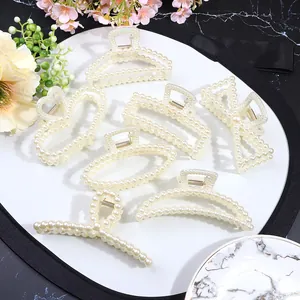Elegante Haarklammern mit Imitationsperlen Große Rutschfeste Haarspangen Geometrische Herz-Bogen-Formen Haarschmuck