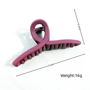 Large 11cm matte cross shark hair claw clip in deep pink for elegant hair styling