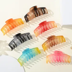 Set of 7 large frosted gradient claw clips in various colors for thick hair styling