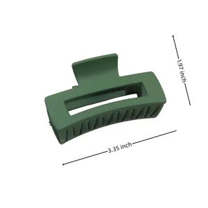 Matter dunkelgrüner 8,5cm quadratischer Haarklammer-Clip mit Größenangaben