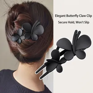 Elegant Matte Butterfly Hair Clip For Women Minimalist Double Butterfly Duckbill Clip Frosted Hair Styling Accessories