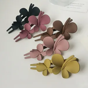 Matte finish double butterfly hair clips in five Morandi colors for women
