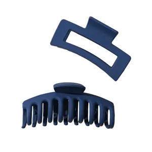 Marineblauwe matte haarklem set met rechthoekig ontwerp en sterke grip op haar