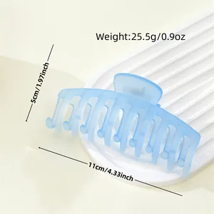 Matte light blue 11cm hair claw clip for thick hair with professional size measurements