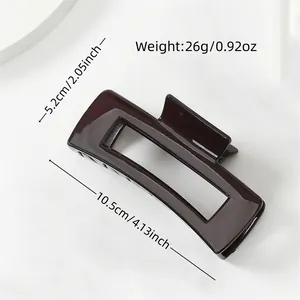 Glossy coffee brown square hair claw clip for women, size 10.5cm for elegant hairstyling