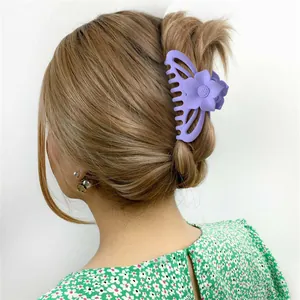 Pinces à Cheveux Violet Mat pour Femmes Grandes Pinces à Cheveux Géométriques Creuses Torsadées Fleurs Style Français Accessoires pour Cheveux