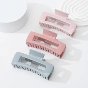 Minimalist Large Rectangular Plastic Hair Claw Clip Macaron Solid Color Non-Slip Glossy Hair Clamp For Women Daily Accessory