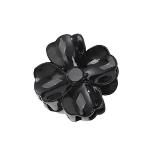 Glänzende schwarze Blumen-Haarklammer mit Spiegeleffekt für elegantes Damen-Styling