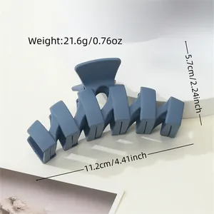 Matte grey-blue hollow wave hair claw clip measuring 11.2cm for women's daily hair styling