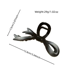 Elegant gradient bow hair claw clip with satin finish for thick hair, 12.8cm length