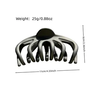 Matte dark grey oversized shark hair claw clip for thick hair with dimensions and weight