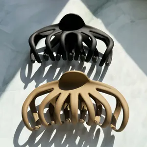 Matte finish octopus hair claws in black and khaki colors for thick hair styling