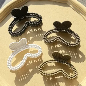 Pinza per Capelli in Plastica Opaca Con Design a Onde di Perline Grande Pinza a Squalo Antiscivolo Elegante Molletta per Donna
