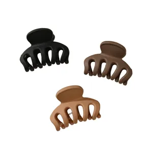 Three-piece set of mini matte hair claws in black, coffee, and brown colors