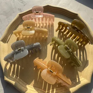 Elegant Jelly Color Dragon Bone Hair Claw Clip For Women Large Translucent Shark Clip Simple Fashion Hair Accessories Solid Color