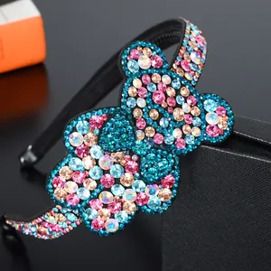 Sparkling crystal headband with colorful rhinestones and mouse ears on black display box