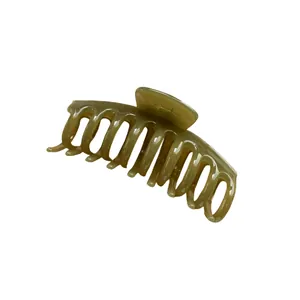 Elegant olive green jelly hair claw clip with glossy finish for thick hair styling