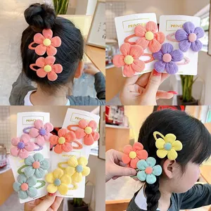 Kids Cute Fabric Flower Hair Clips Zinc Alloy BB Pins Sweet Floral Headwear For Girls Daily School Hair Accessories