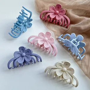 Grandes pinces à cheveux fleurs mates aux couleurs Morandi pour cheveux épais lot de 6