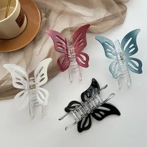 Elegant hollow butterfly hair clips in white, burgundy, blue and black for women