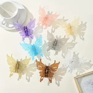 Eight colors of translucent butterfly claw clips for hair styling accessories in daily use