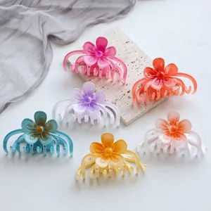 Süße Blume Haarkralle Harz Farbverlauf Große Haarklammer Mode Matte Transparente Blume Haarschmuck Für Damen