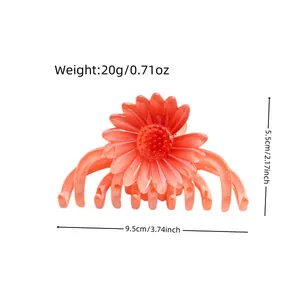 Eleganter pfirsichfarbener Gänseblümchen-Haarclip für Damen aus glänzendem Acrylharz