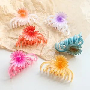 Set mit sechs bunten, durchscheinenden Gänseblümchen-Haarklammern für Damen in Pastelltönen
