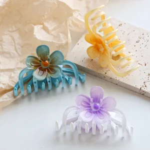 Süße Blumen Haarklammern in Blau, Gelb und Lila Bonbonfarben für Damen und Mädchen