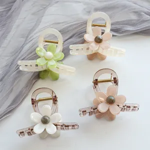Linda Pinza de Pelo de Flor Pequeña de Resina Acrílica Floral para Mujeres Niños Dulces Accesorios para el Cabello Con Perla