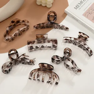 Haarklammer Mit Leopardenmuster Große Rutschfeste Schildpatt Haifischklemme Mode Acryl Haarschmuck Für Damen Tägliches Styling Kopfschmuck