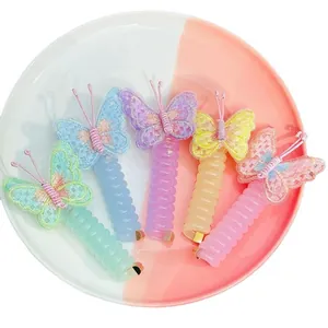Lot de 5 accessoires cheveux papillon avec élastiques spirales colorés pour petites filles