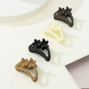 Women Matte Flower Hair Claw Clip Elegant Small Shark Hair Clips Nonslip Plastic Resin Hairpins Daily Styling Headwear