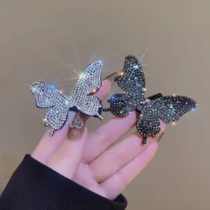 Elegante Fermaglio per Capelli a Farfalla con Strass Semplice Clip a Becco d'Anatra Scintillante Accessori per Capelli da Donna
